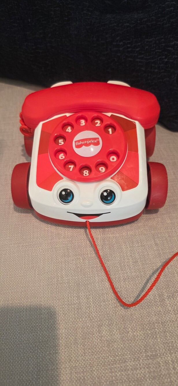 Fisher-Price Chatter Telephone Pull Toy Red Plastic Classic Phone